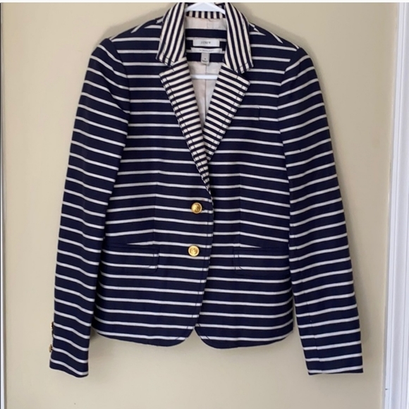 J Crew Linen Blend Striped Schoolboy Blazer - Picture 6 of 8